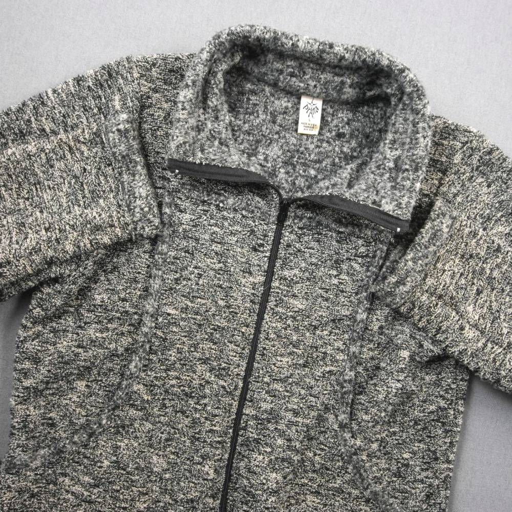 Vintage Prana Women's USA Zip Up Hoodie Fleece Jacket Gray Speckled L